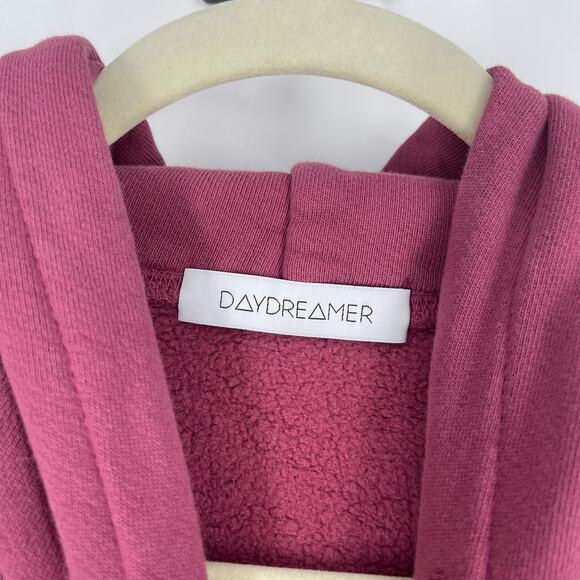 Daydreamer Def Leppard Too Late For Love Oversized Hoodie Sweatershirt Pink XS - Picture 4 of 13